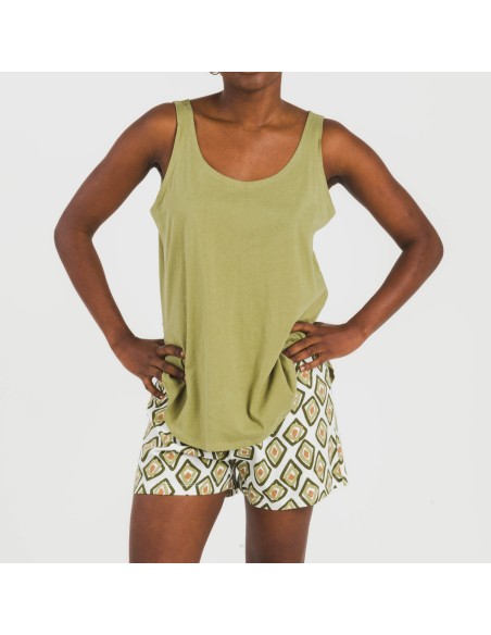 Pijama corto algodón Liuva verde pijamas-cortos-mujer