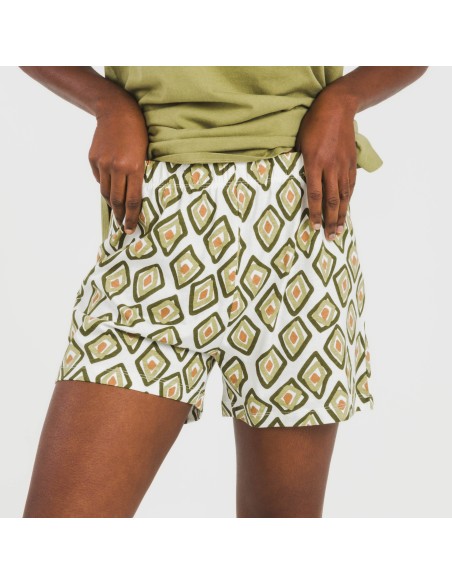 Pijama corto algodón Liuva verde pijamas-cortos-mujer