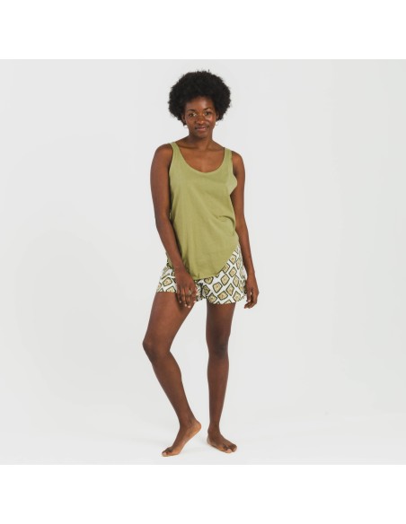 Pijama corto algodón Liuva verde pijamas-cortos-mujer