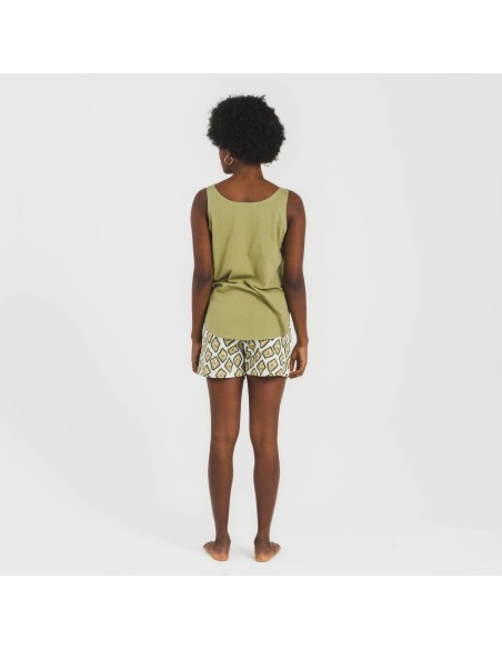 Pijama corto algodón Liuva verde pijamas-cortos-mujer