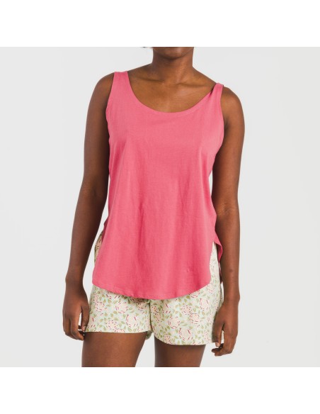 Pijama corto algodón Piscis marsala pijamas-cortos-mujer