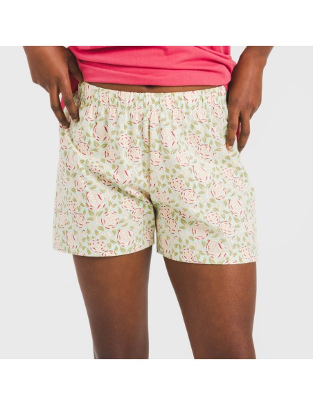 Pijama corto algodón Piscis marsala pijamas-cortos-mujer