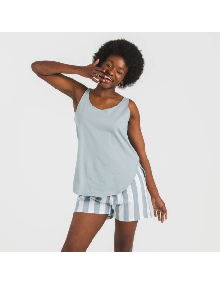 Pijama corto algodón Raya Elvis indigo pijamas-cortos-mujer