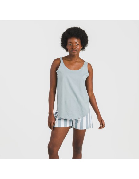 Pijama corto algodón Raya Elvis indigo pijamas-cortos-mujer