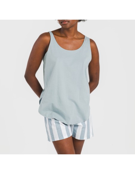 Pijama corto algodón Raya Elvis indigo pijamas-cortos-mujer