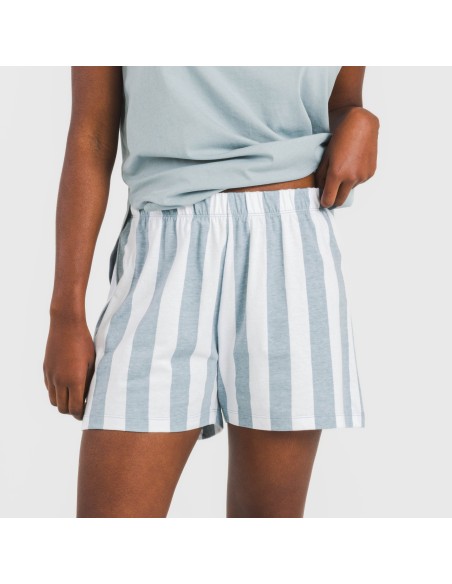 Pijama corto algodón Raya Elvis indigo pijamas-cortos-mujer
