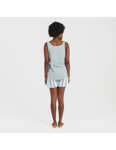 Pijama corto algodón Raya Elvis indigo pijamas-cortos-mujer