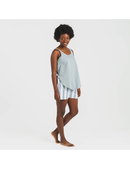 Pijama corto algodón Raya Elvis indigo pijamas-cortos-mujer