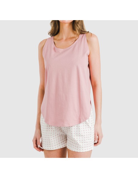 Pijama corto algodón Klaus marsala pijamas-cortos-mujer