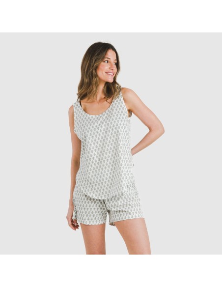 Pijama corto algodón Remo verde pijamas-cortos-mujer