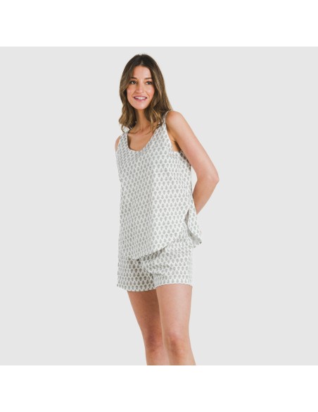 Pijama corto algodón Remo verde pijamas-cortos-mujer