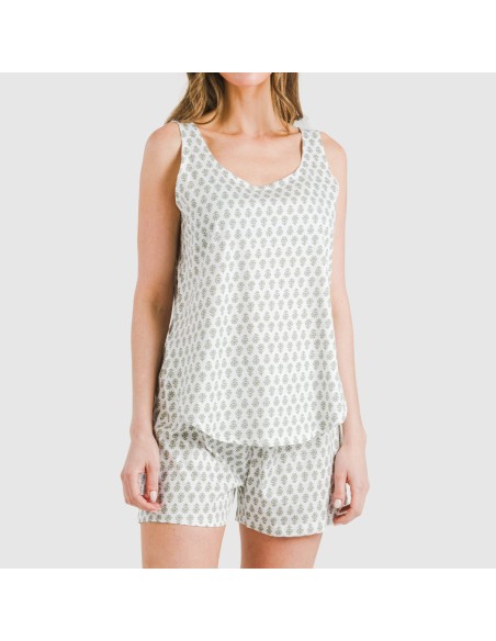 Pijama corto algodón Remo verde pijamas-cortos-mujer