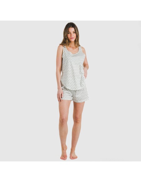 Pijama corto algodón Remo verde pijamas-cortos-mujer