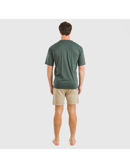 Pijama corto hombre con botones verde - arena pijamas-cortos-hombre