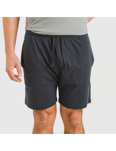 Pijama corto hombre con botones gris verdoso - marino pijamas-cortos-hombre