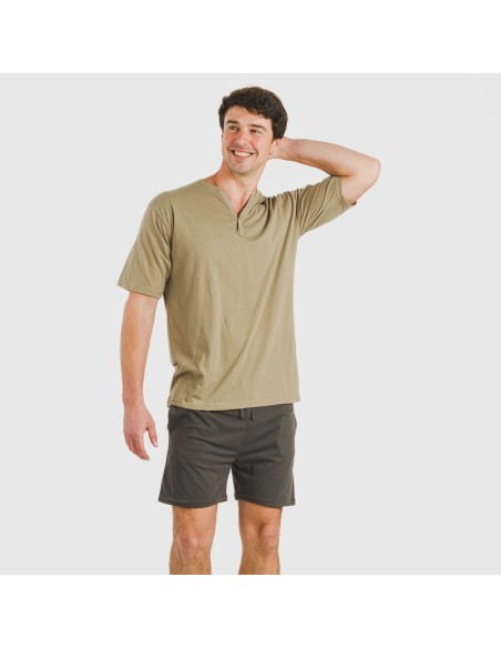 Pijama corto hombre con botones verde cacería - petroleo pijamas-cortos-hombre