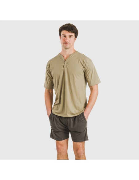 Pijama corto hombre con botones verde cacería - petroleo pijamas-cortos-hombre