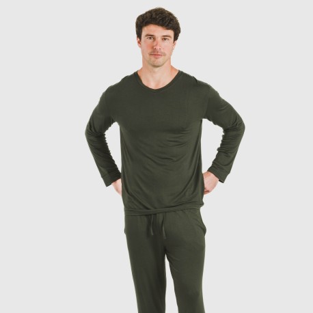 Pijama largo viscosa hombre liso pijamas-largos-hombre