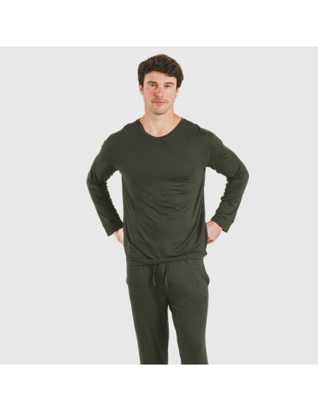 Pijama largo viscosa hombre liso pijamas-largos-hombre