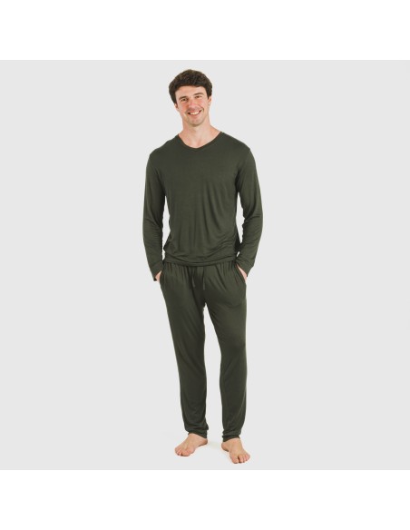 Pijama largo viscosa hombre liso pijamas-largos-hombre