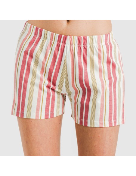 Pijama corto algodón Raya Calendula rosa pijamas-cortos-mujer