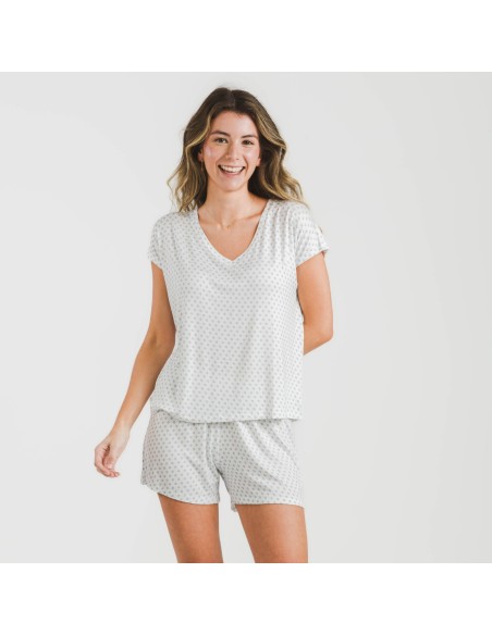 Pijama corto manga fluida viscosa mujer Verso indigo pijamas-cortos-mujer