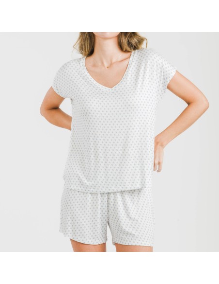 Pijama corto manga fluida viscosa mujer Verso indigo pijamas-cortos-mujer