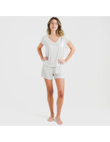 Pijama corto manga fluida viscosa mujer Verso indigo pijamas-cortos-mujer