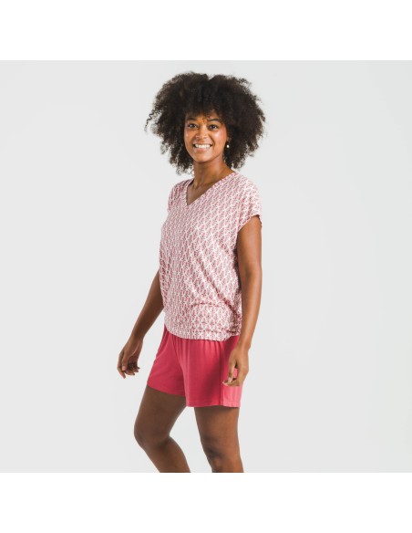 Pijama corto manga fluida viscosa mujer Serbia marsala pijamas-cortos-mujer