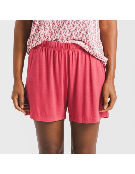Pijama corto manga fluida viscosa mujer Serbia marsala pijamas-cortos-mujer