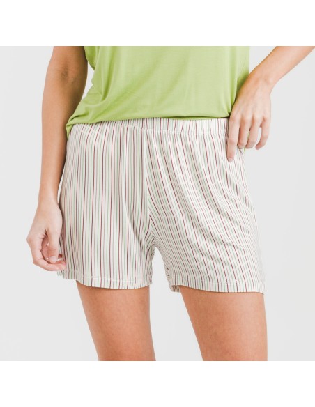 Pijama corto manga fluida viscosa mujer Raya Dragos verde pijamas-cortos-mujer