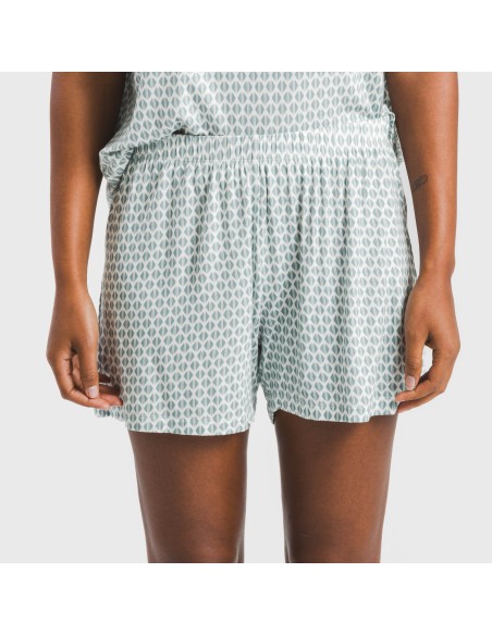 Pijama corto manga fluida viscosa mujer Dune verde pijamas-cortos-mujer