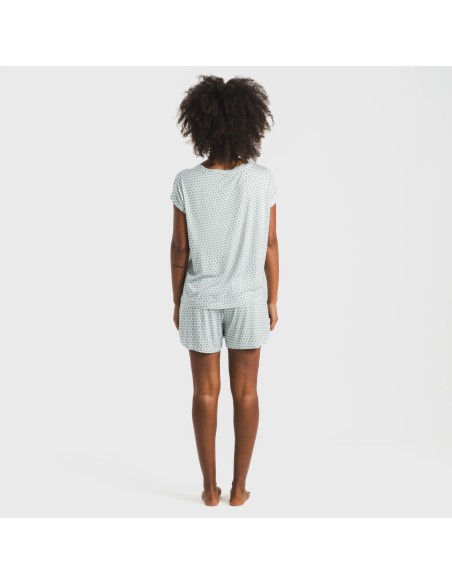 Pijama corto manga fluida viscosa mujer Dune verde pijamas-cortos-mujer