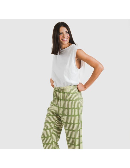 Pantalón viscosa Lemonade verde cacería pantalones-comodos-mujer