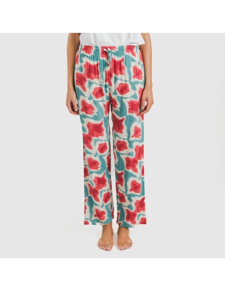 Pantalón viscosa Prometeo agua marina pantalones-comodos-mujer