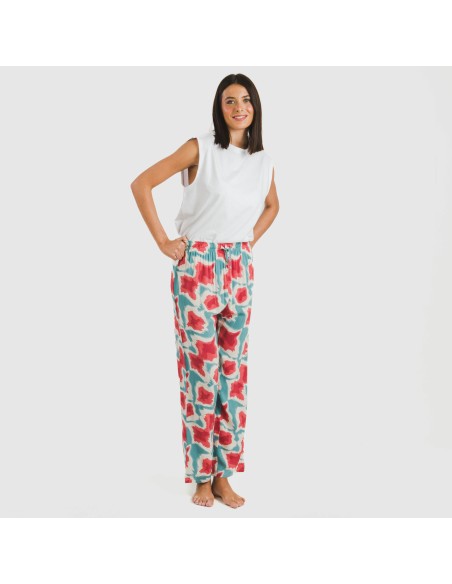 Pantalón viscosa Prometeo agua marina pantalones-comodos-mujer
