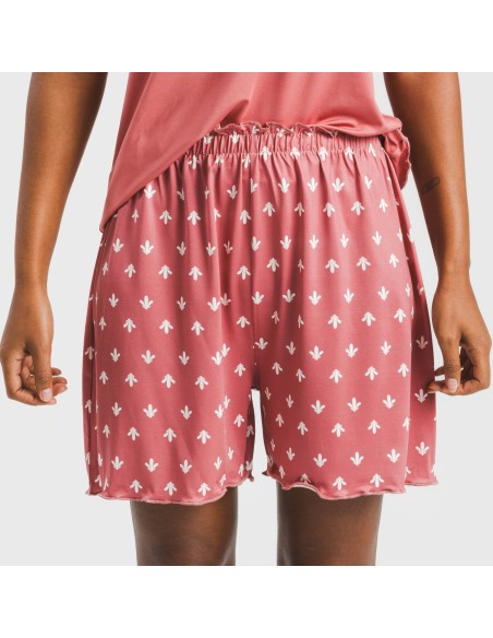 Pijama corto mujer manga fluida soft Nicole marsala pijamas-cortos-mujer