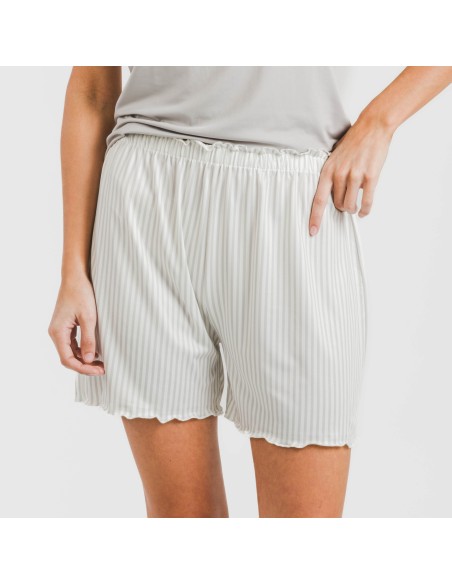 Pijama corto mujer manga fluida soft Raya Kodac gris pijamas-cortos-mujer