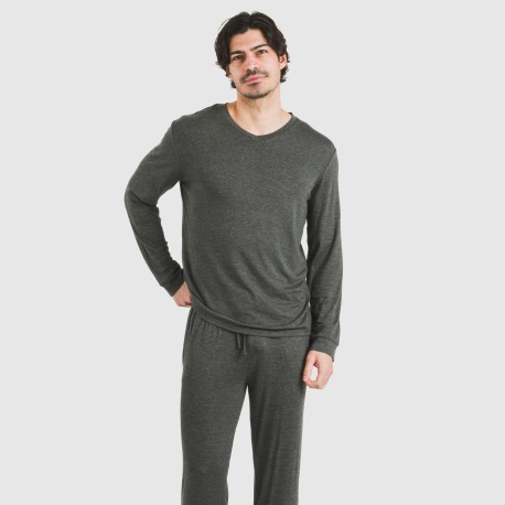 Pijama largo viscosa hombre liso pijamas-largos-hombre