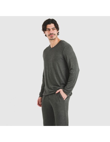 Pijama largo viscosa hombre liso pijamas-largos-hombre