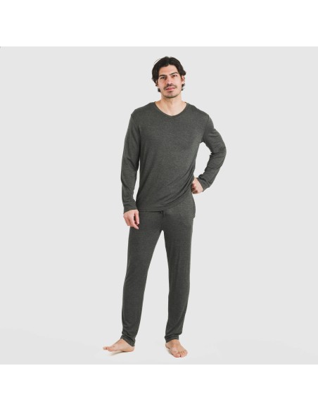 Pijama largo viscosa hombre liso pijamas-largos-hombre