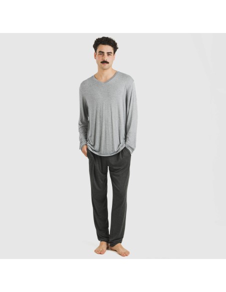 Pijama largo viscosa hombre liso pijamas-largos-hombre