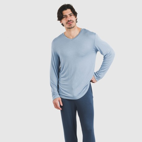 Pijama largo viscosa hombre liso pijamas-largos-hombre