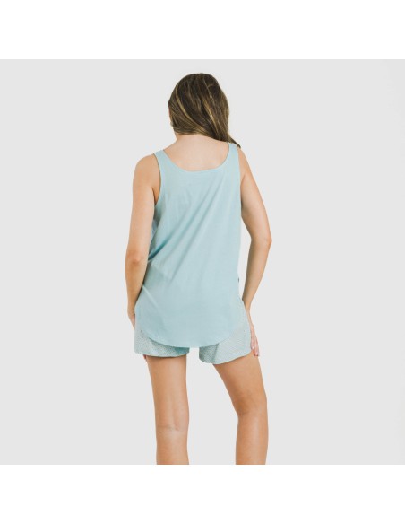 Pijama corto algodón Sassy celeste pijamas-cortos-mujer