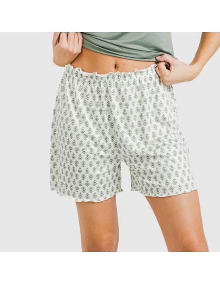 Pijama corto mujer manga fluida soft Remo verde pijamas-cortos-mujer