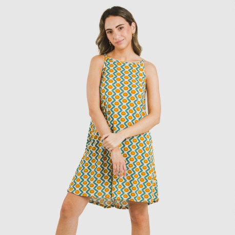 Vestido corto tirantes crepe Naya agua marina vestidos-y-blusones-mujer