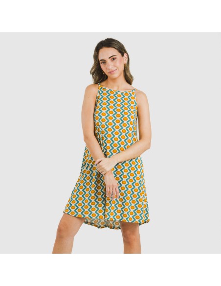 Vestido corto tirantes crepe Naya agua marina vestidos-y-blusones-mujer