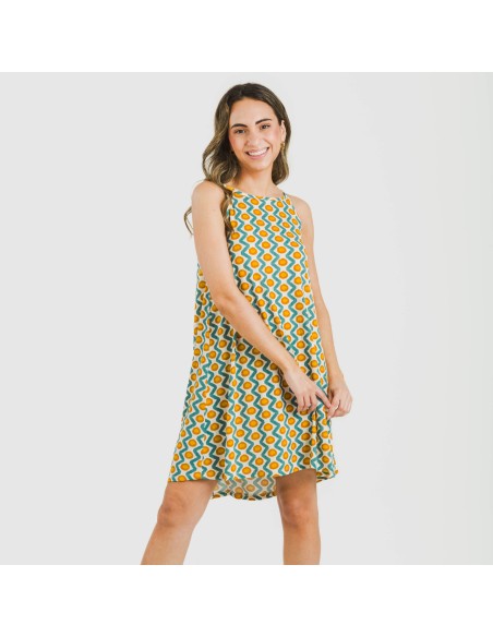 Vestido corto tirantes crepe Naya agua marina vestidos-y-blusones-mujer