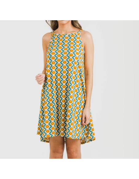 Vestido corto tirantes crepe Naya agua marina vestidos-y-blusones-mujer