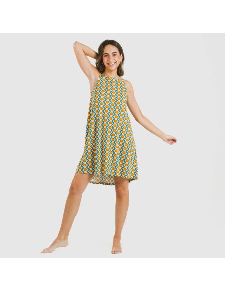 Vestido corto tirantes crepe Naya agua marina vestidos-y-blusones-mujer